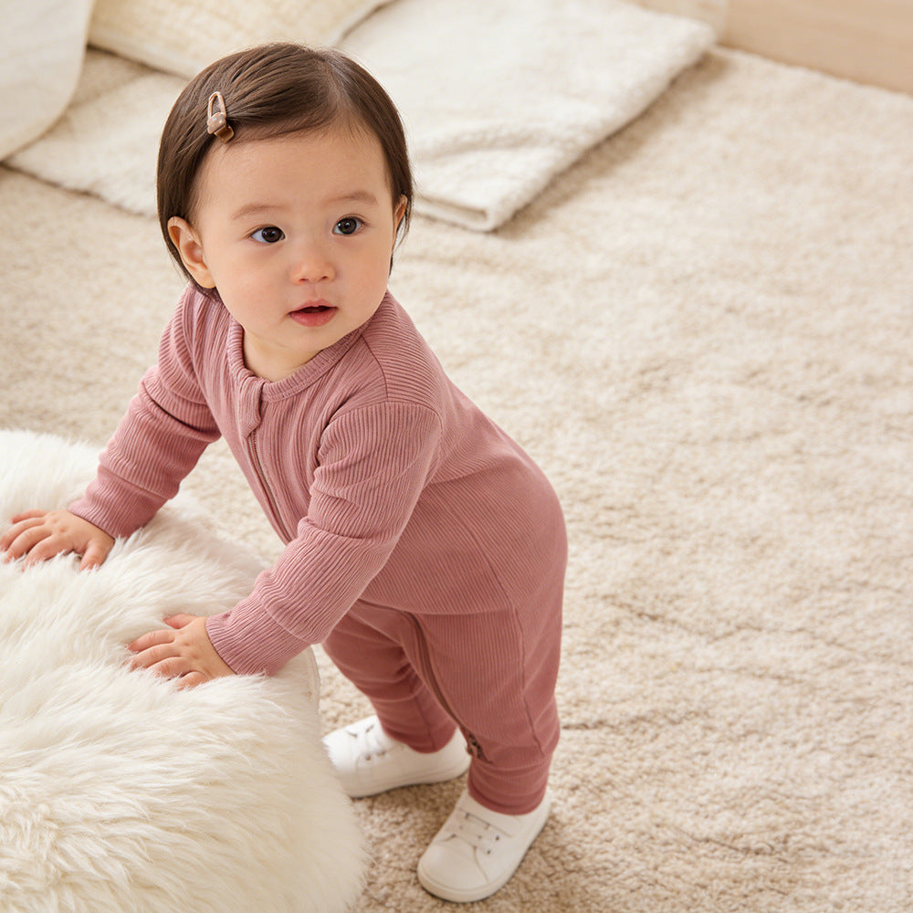 Bamboo Fiber Baby Romper with Mittens and Foot Covers